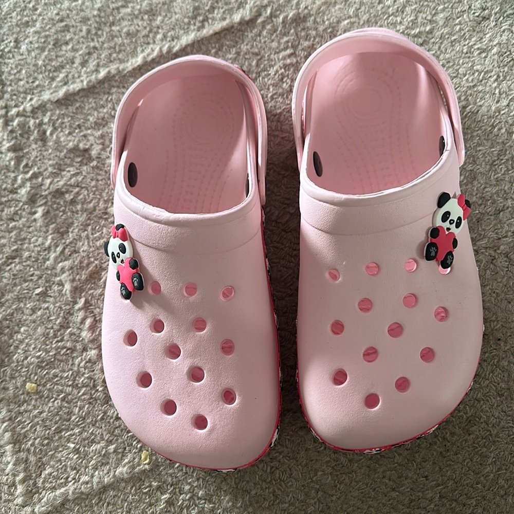 Pink Clogs with Panda Charm